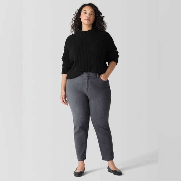 Eileen Fisher Denim - Eileen Fisher Organic Cotton Stretch Denim Slim Jean Light Grey Size 16